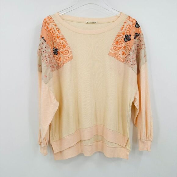 Free People Size Medium Slouchy Oversized Feelin It Patchwork Embroidered Shirt - Picture 4 of 12